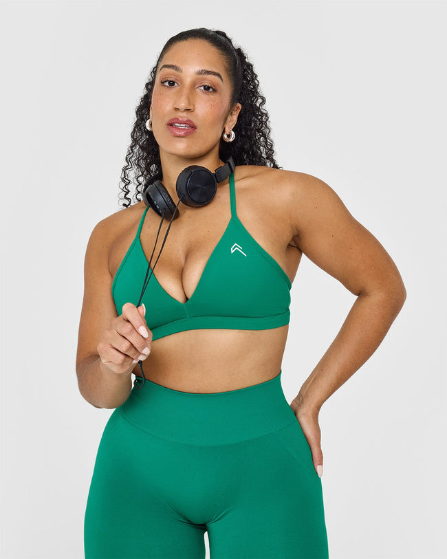 Unified Ultra Micro V Neck Bralette | Washed Emerald Green