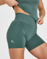 Effortless Seamless Shorts with White Logo | Iced Green