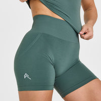 Effortless Seamless Shorts with White Logo | Iced Green