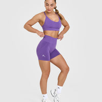 Effortless Seamless Shorts with White Logo | Iris Purple