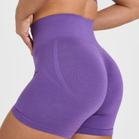 Effortless Seamless Shorts with White Logo | Iris Purple