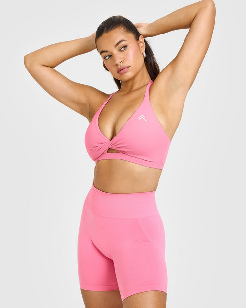 Oner Modal Unified Twist Sports Bra | Peony Pink