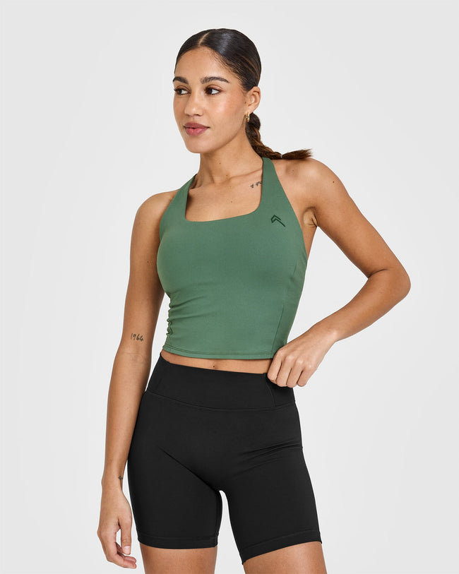 Timeless Square Neck Mid Vest | Earth Green