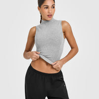 Mellow™ Rib Mock Neck Tank | Charcoal Marl