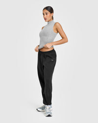 Mellow™ Rib Mock Neck Tank | Charcoal Marl