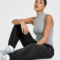 Mellow™ Rib Mock Neck Tank | Charcoal Marl