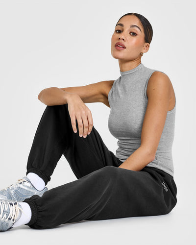 Mellow™ Rib Mock Neck Tank | Charcoal Marl