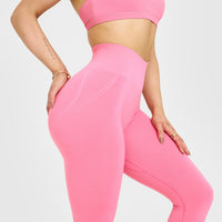 Effortless Seamless Leggings with White Logo | Peony Pink