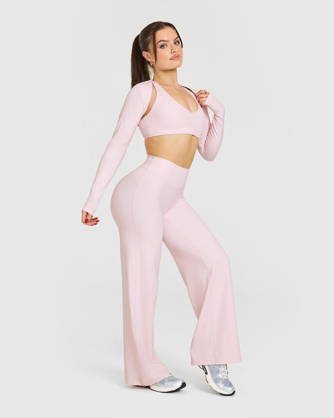 SoftMotion™ Long Sleeve Shrug with White Logo | Ballet Pink