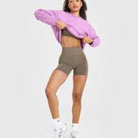 Effortless Seamless Shorts with White Logo | Moss Brown