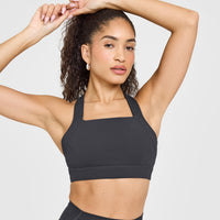 Timeless Wide Strap Sports Bra | Coal