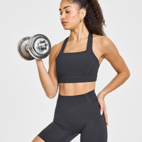 Timeless Wide Strap Sports Bra | Coal
