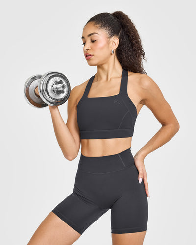 Timeless Wide Strap Sports Bra | Coal