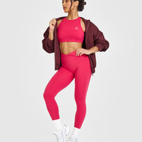 EasyLift™ High Neck Sports Bra with White Logo | Berry Bloom