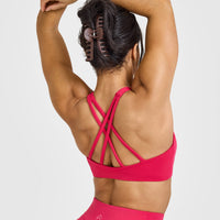EasyLift™ High Neck Sports Bra with White Logo | Berry Bloom