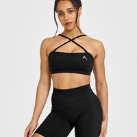 EasyLift™ Multi Way Bandeau Bralette with White Logo | Black