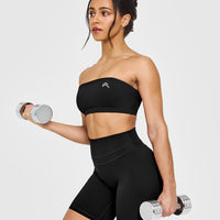EasyLift™ Multi Way Bandeau Bralette with White Logo | Black