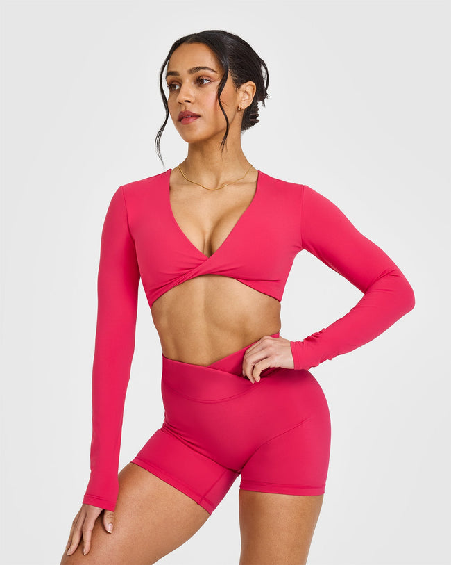 Unified Twist Front Long Sleeve Crop Top | Berry Bloom