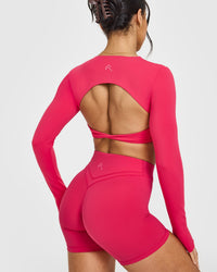 Unified Twist Front Long Sleeve Crop Top | Berry Bloom