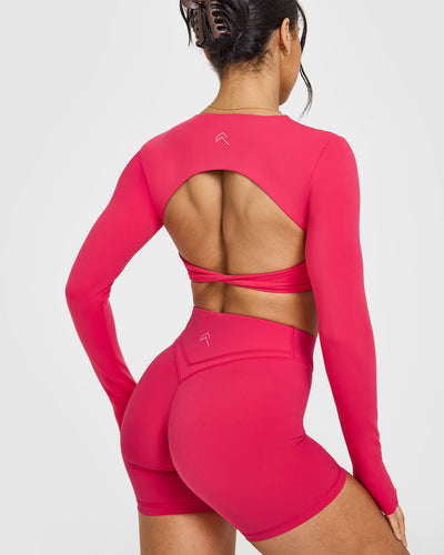 Unified Twist Front Long Sleeve Crop Top | Berry Bloom
