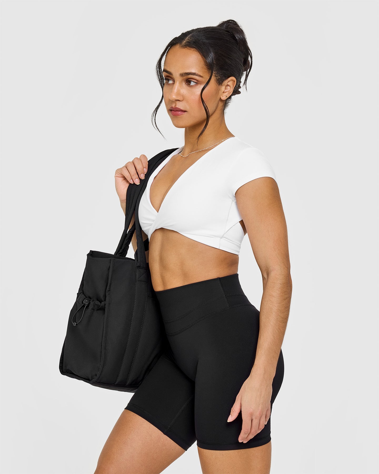 Unified Twist Front Short Sleeve Crop Top | White