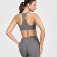 SoftMotion™ Bralette with White Logo | Ash Grey