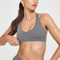 SoftMotion™ Bralette with White Logo | Ash Grey