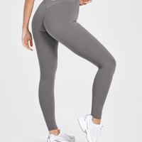 SoftMotion™ Leggings with White Logo | Ash Grey