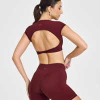 Unified Twist Front Short Sleeve Crop Top | Rosewood