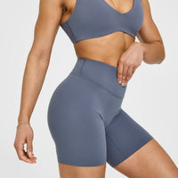 SoftMotion™ Cycling Shorts 8" with White Logo | Granite Blue