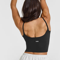 SoftMotion™ Strappy Mid Vest with Built in Bra Shelf | Soft Black