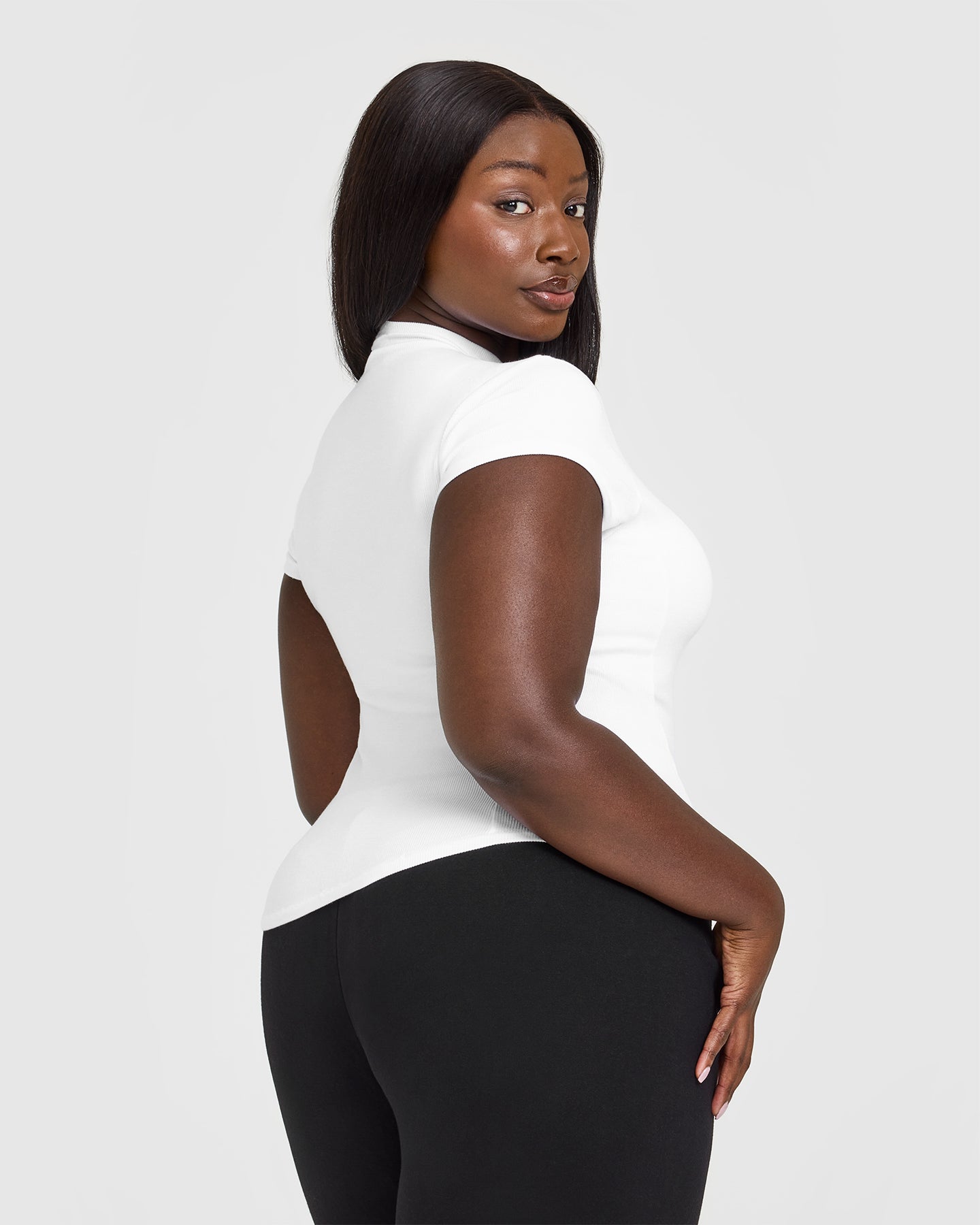 Mellow™ Rib Mock Neck T-Shirt | White