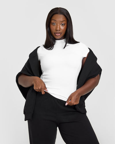 Mellow™ Rib Mock Neck T-Shirt | White