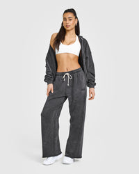 Raw Lounge Wide Leg Joggers | Coal