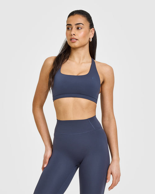 Oner Modal Timeless Square Neck Sports Bra | True Blue