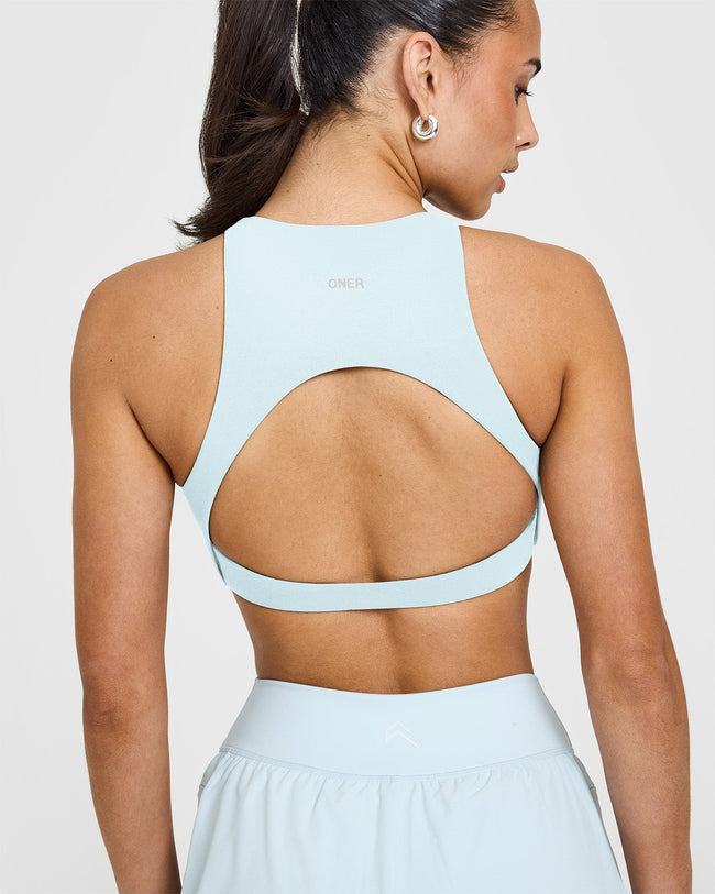 SoftMotion™ High Neck Sports Bra | Cloud Blue