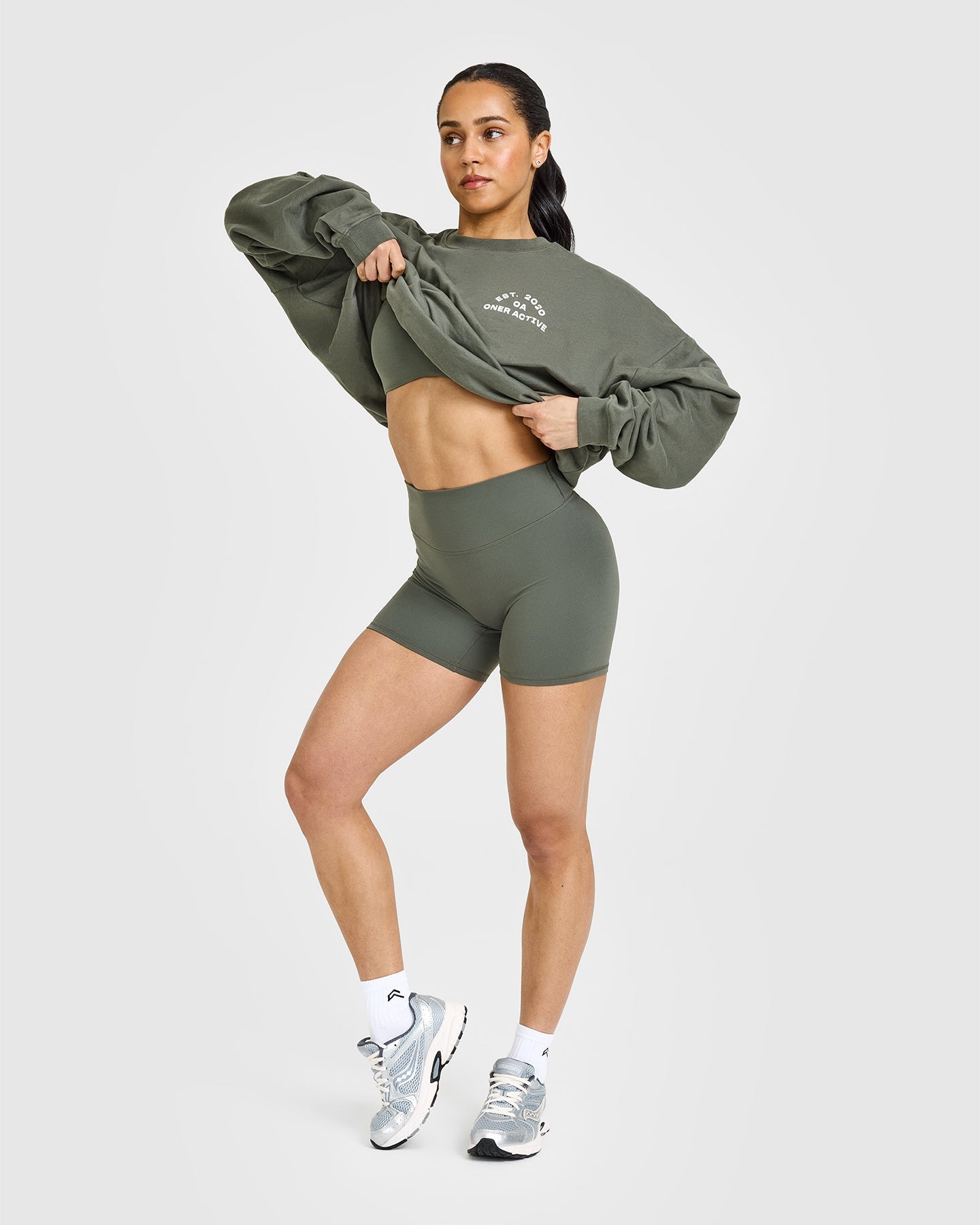 SoftMotion™ Shorts 6" with White Logo | Dark Khaki