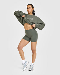 SoftMotion™ Shorts 6" with White Logo | Dark Khaki