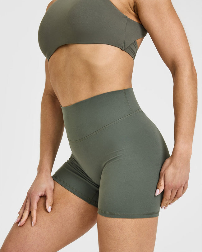 SoftMotion™ Shorts 6" with White Logo | Dark Khaki