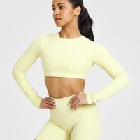 SoftMotion™ Long Sleeve Crop Top | Pastel Yellow