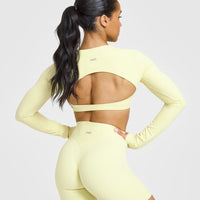 SoftMotion™ Long Sleeve Crop Top | Pastel Yellow