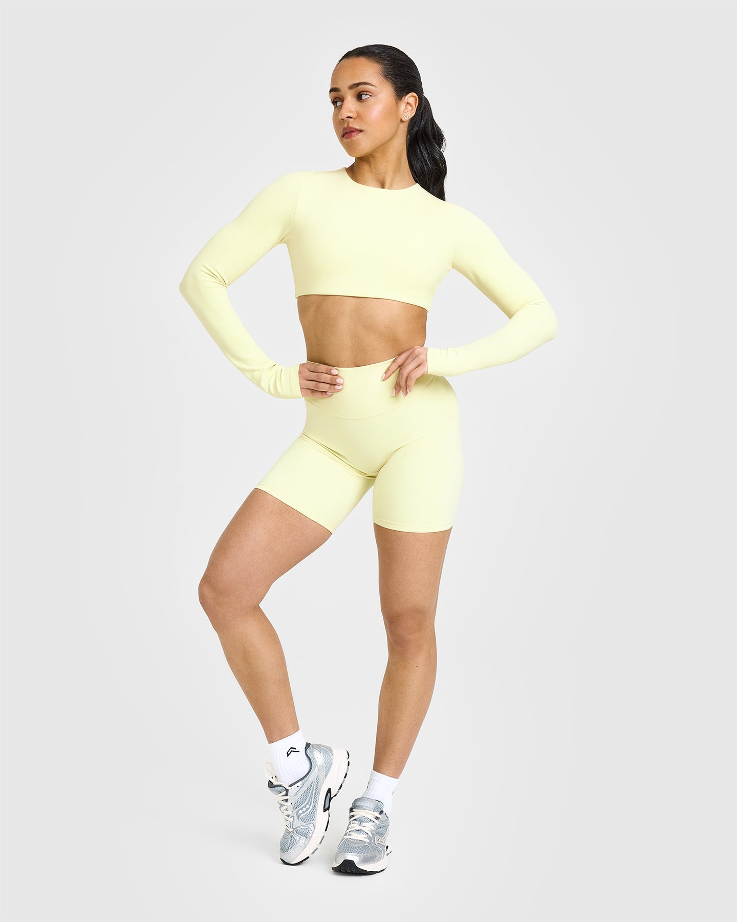 SoftMotion™ Long Sleeve Crop Top | Pastel Yellow