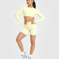 SoftMotion™ Long Sleeve Crop Top | Pastel Yellow