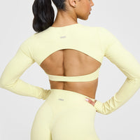 SoftMotion™ Long Sleeve Crop Top | Pastel Yellow