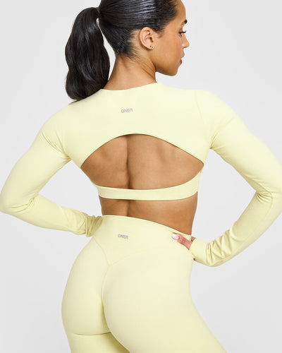 SoftMotion™ Long Sleeve Crop Top | Pastel Yellow