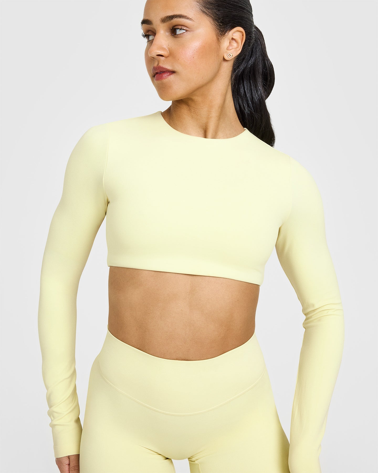 SoftMotion™ Long Sleeve Crop Top | Pastel Yellow