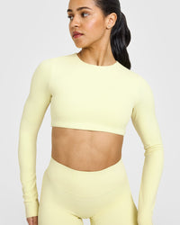 SoftMotion™ Long Sleeve Crop Top | Pastel Yellow
