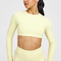 SoftMotion™ Long Sleeve Crop Top | Pastel Yellow