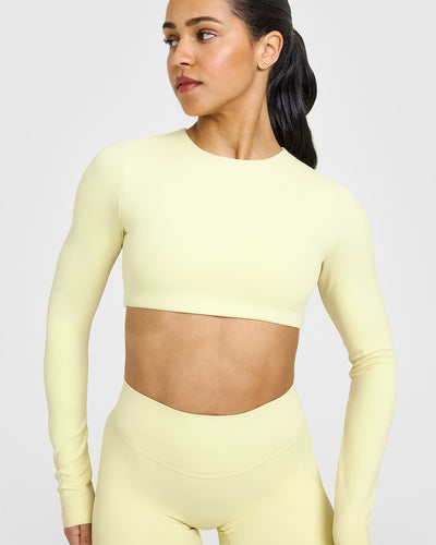 SoftMotion™ Long Sleeve Crop Top | Pastel Yellow