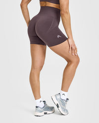 Effortless Seamless Shorts with White Logo | Umber Brown